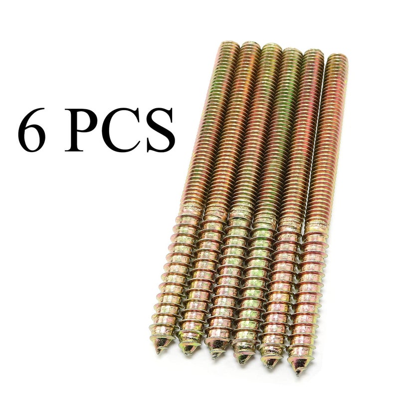 Pro Bamboo Kitchen 6pcs Self-Tapping Screw Hanger Bolts 3/8"-16 x 5 Hanger Bolts Double Headed Bolts for Furniture Wood Joint - Image 5